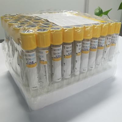 Желтая польза трубки 13*100mm активатора сгустка крови геля вакуума 6ml крышки одиночная